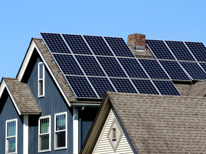 Solar panels on a home